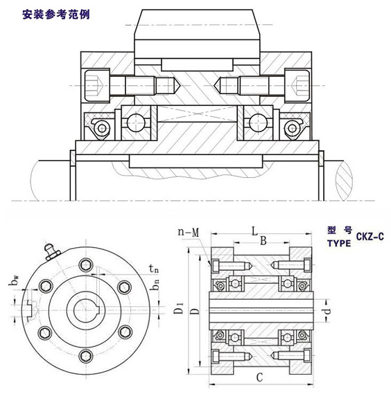 CKZ-C滾柱式超越離合器結(jié)構(gòu)圖