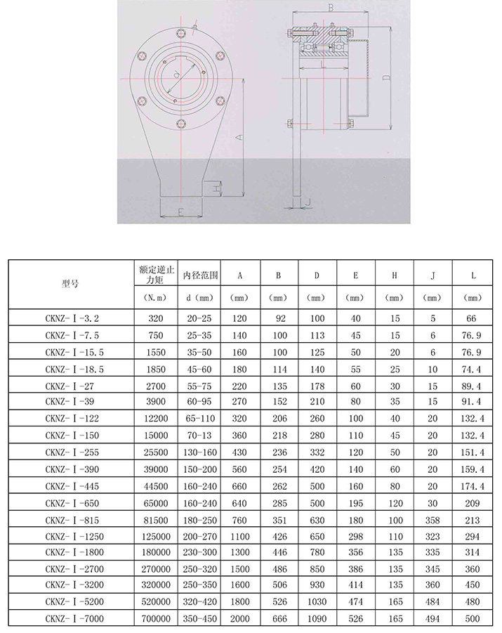 CKNZ-1逆止器參數(shù)表格